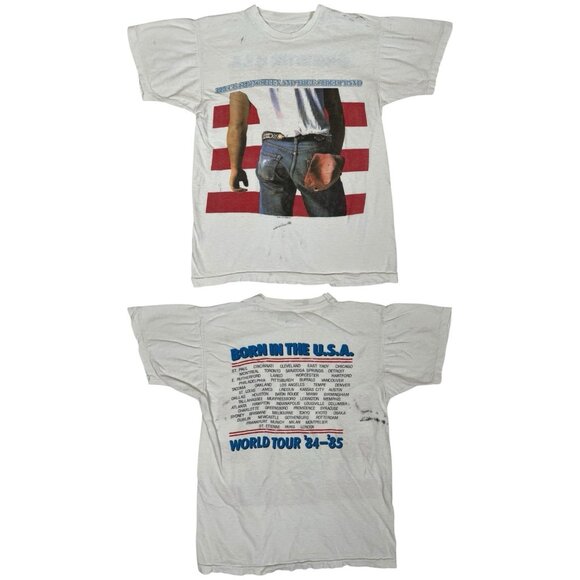 Original Vintage 1984 Bruce Springsteen Born In The USA Tour '84-'85 T-Shirt XS - Picture 1 of 16
